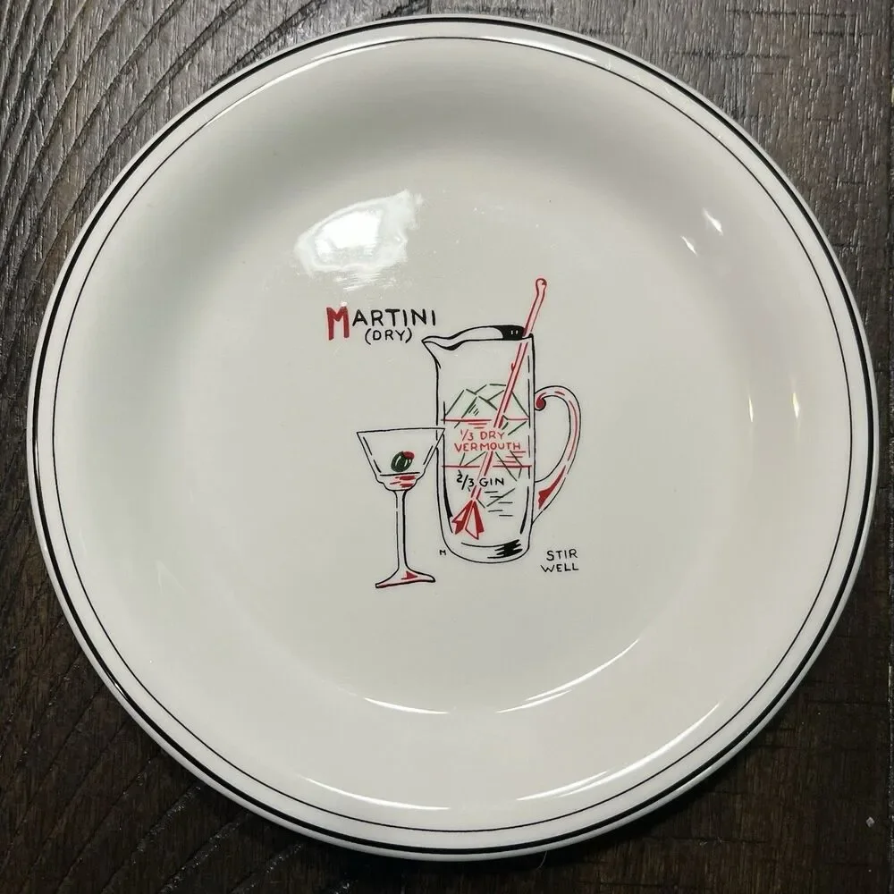 WILLIAMS & SONOMA Classic Cocktails Canapé Plates Set of 6 Martini Recipes